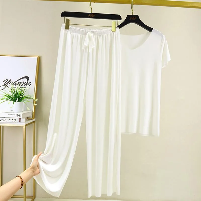 2Pcs Set Loose WoMen's Short-Sleeved T-Shirt Pants Casual Homewear Suit Loungewear Set Home Clothes