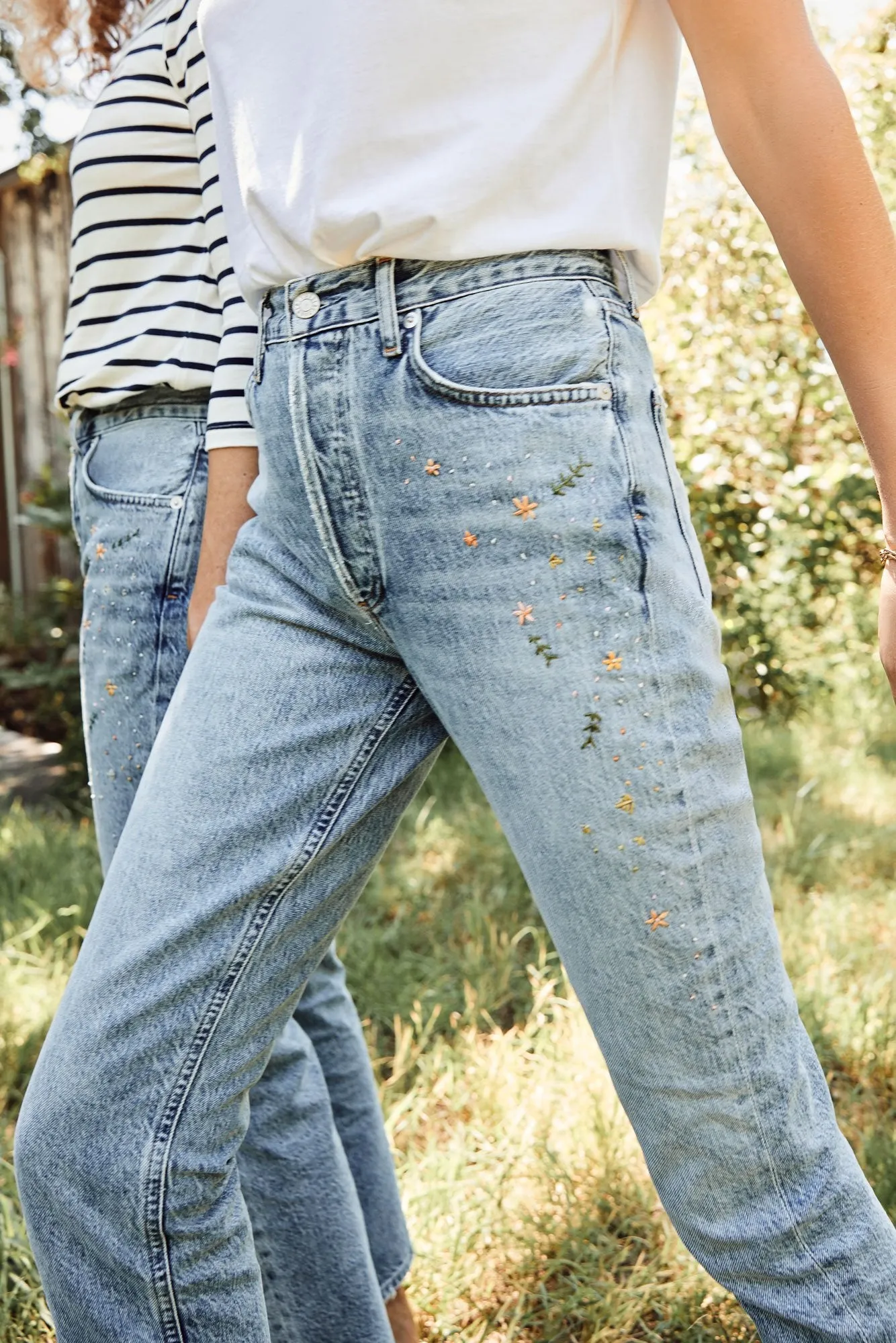 AGOLDE Riley Embroidered Straight Jean