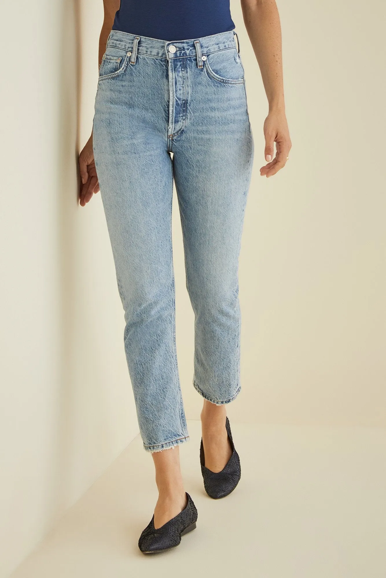 AGOLDE Riley Embroidered Straight Jean