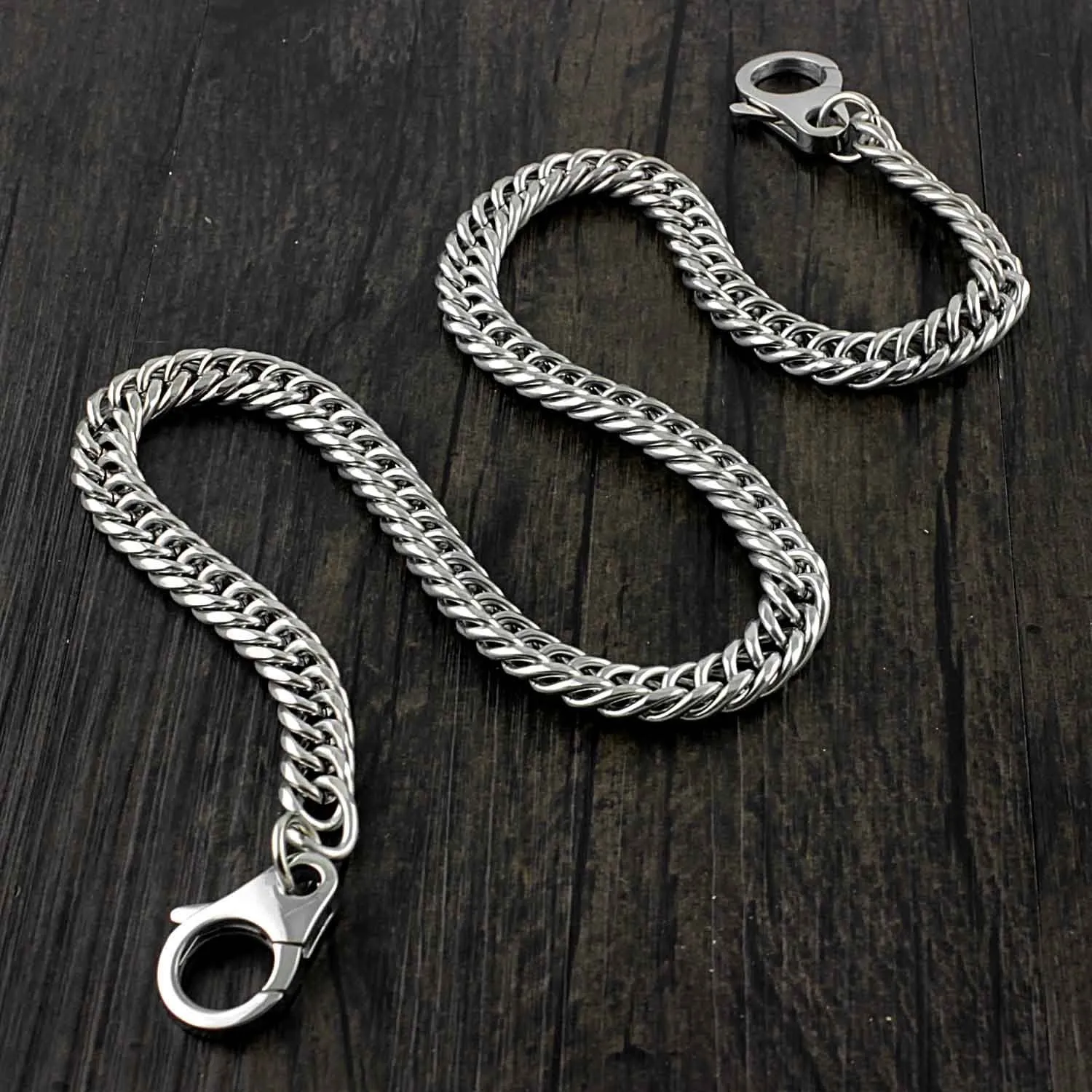 Badass Silver Mens Long STAINLESS STEEL Biker Wallet Chain Pants Chain For Men