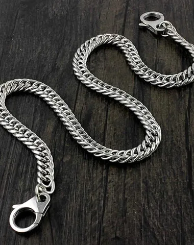 Badass Silver Mens Long STAINLESS STEEL Biker Wallet Chain Pants Chain For Men