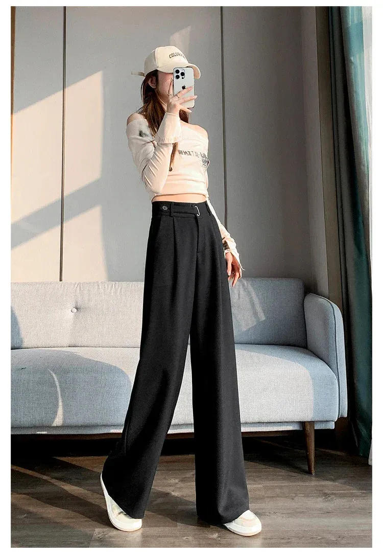 Baggy Pants Vintage Office Lady Elegant Casual Trousers Work High Pants