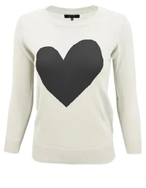 Black Heart Fitted Sweater (Oatmeal)