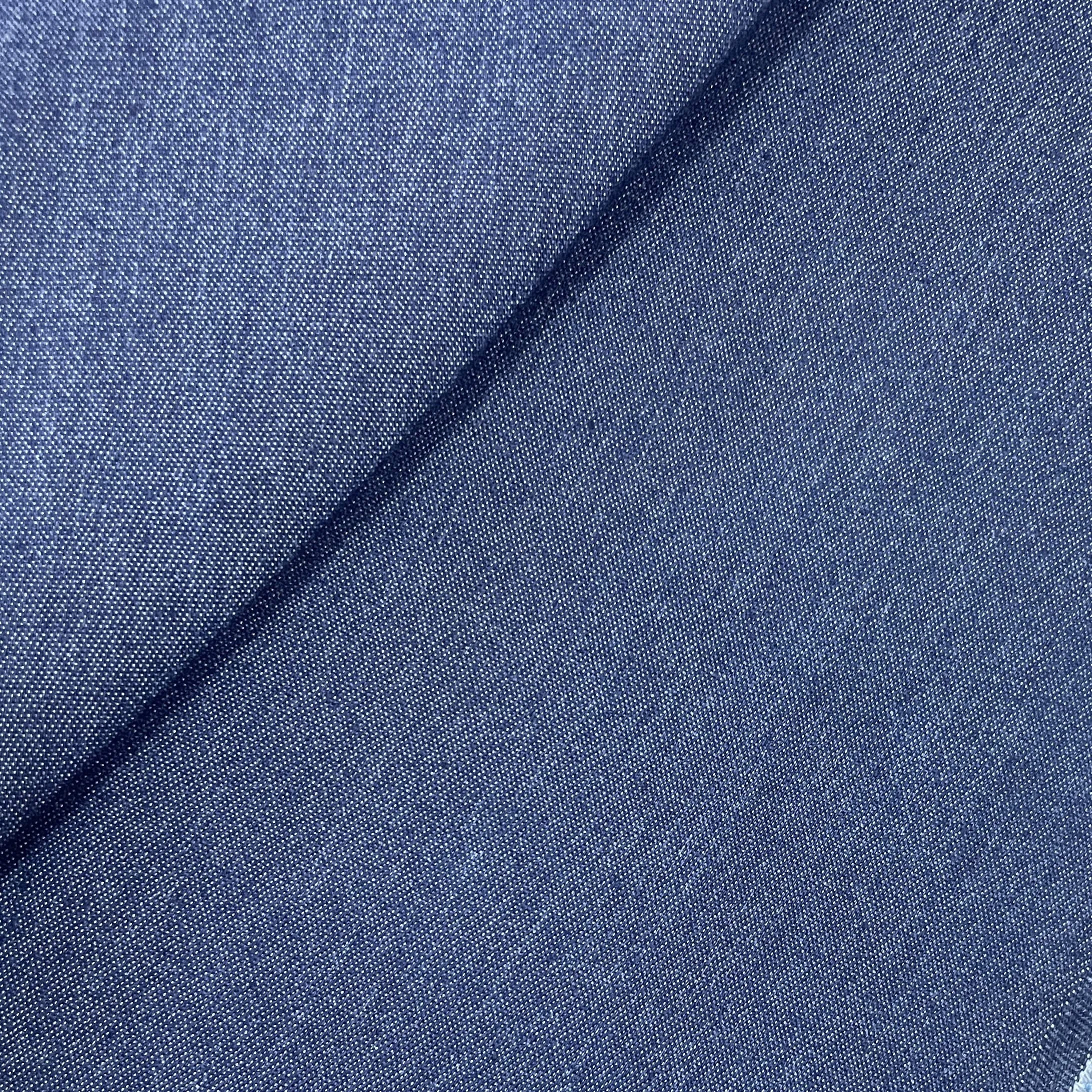 Blue And Grey Solid Denim Fabric 19638