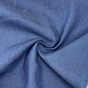 Blue And Grey Solid Denim Fabric 19638