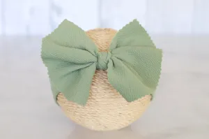 Bow Headband - Textured - Light Olive