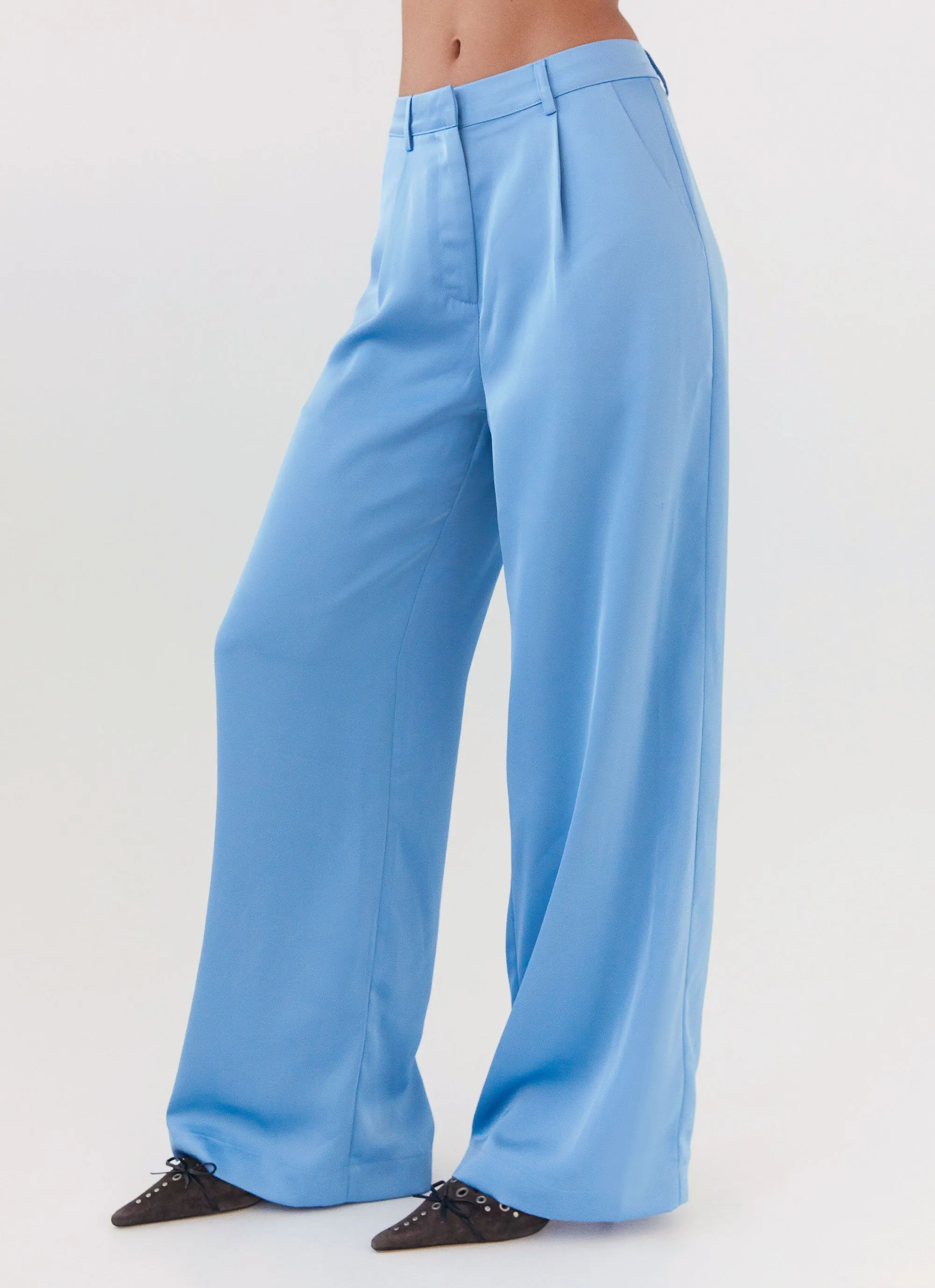 Brinkley Satin Pants - Blue