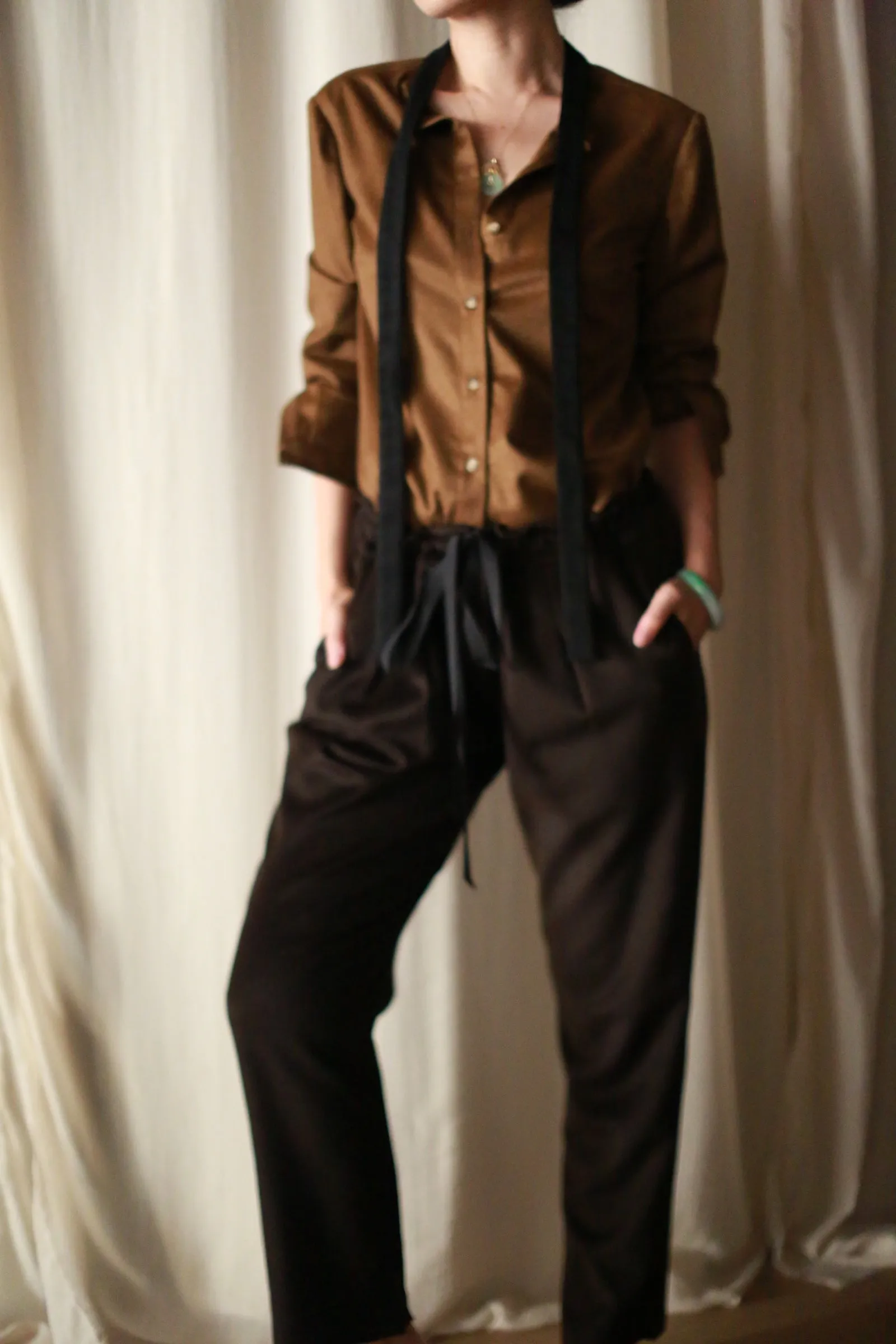 Cashmere Ribbon Shirt | Bronze