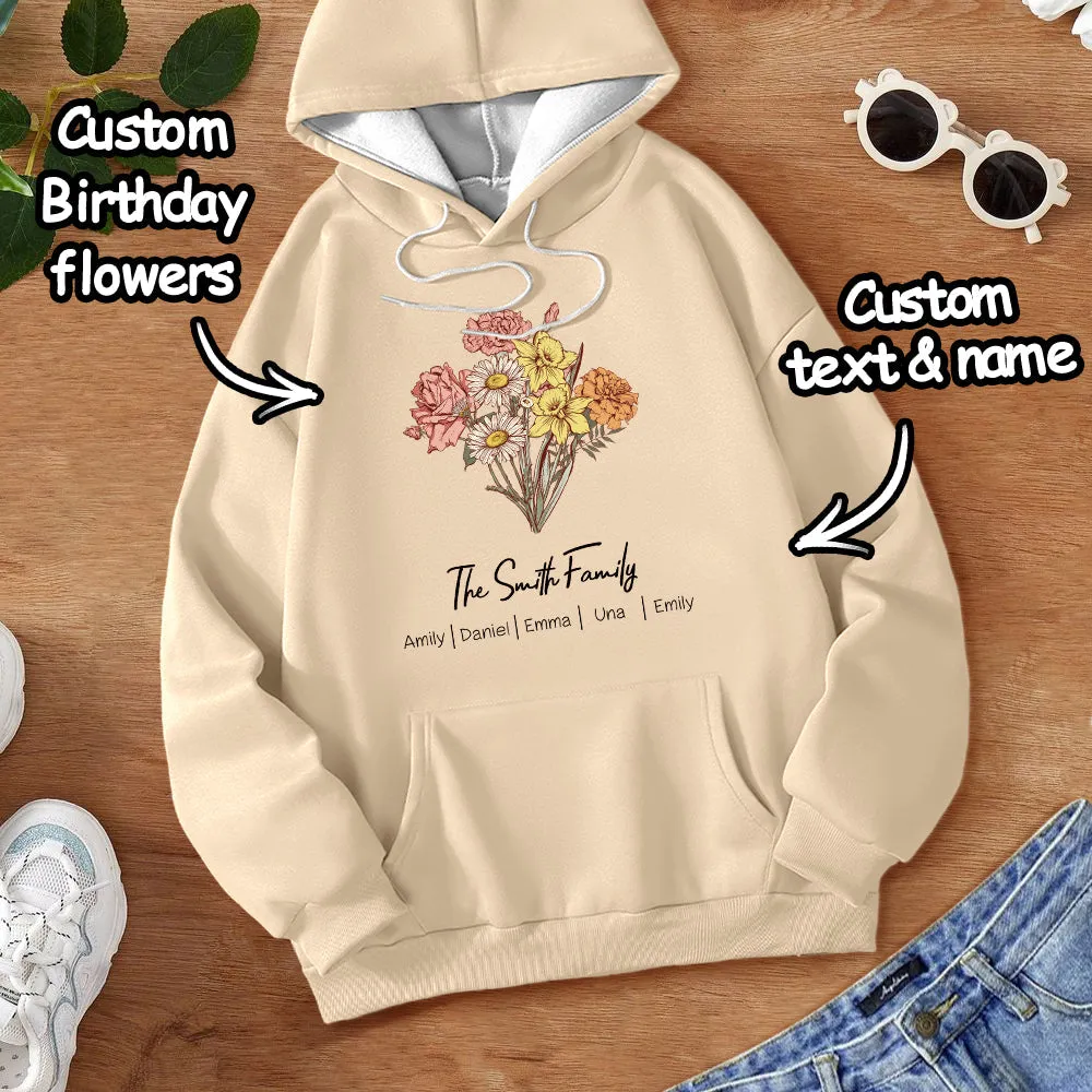 Custom Birth Flower Bouquet Sweatshirt Personalized Birth Flower Sweater Gifts for Mom