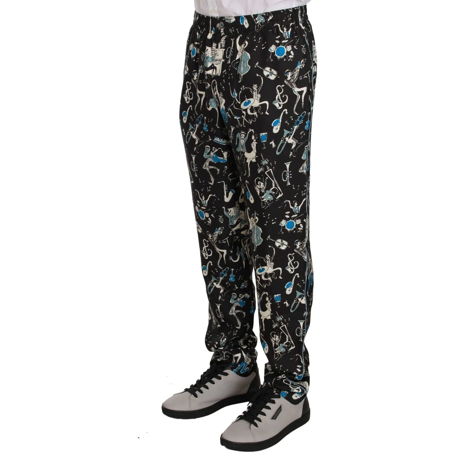 Dolce & Gabbana Elegant Silk Lounge Pants with Unique Print