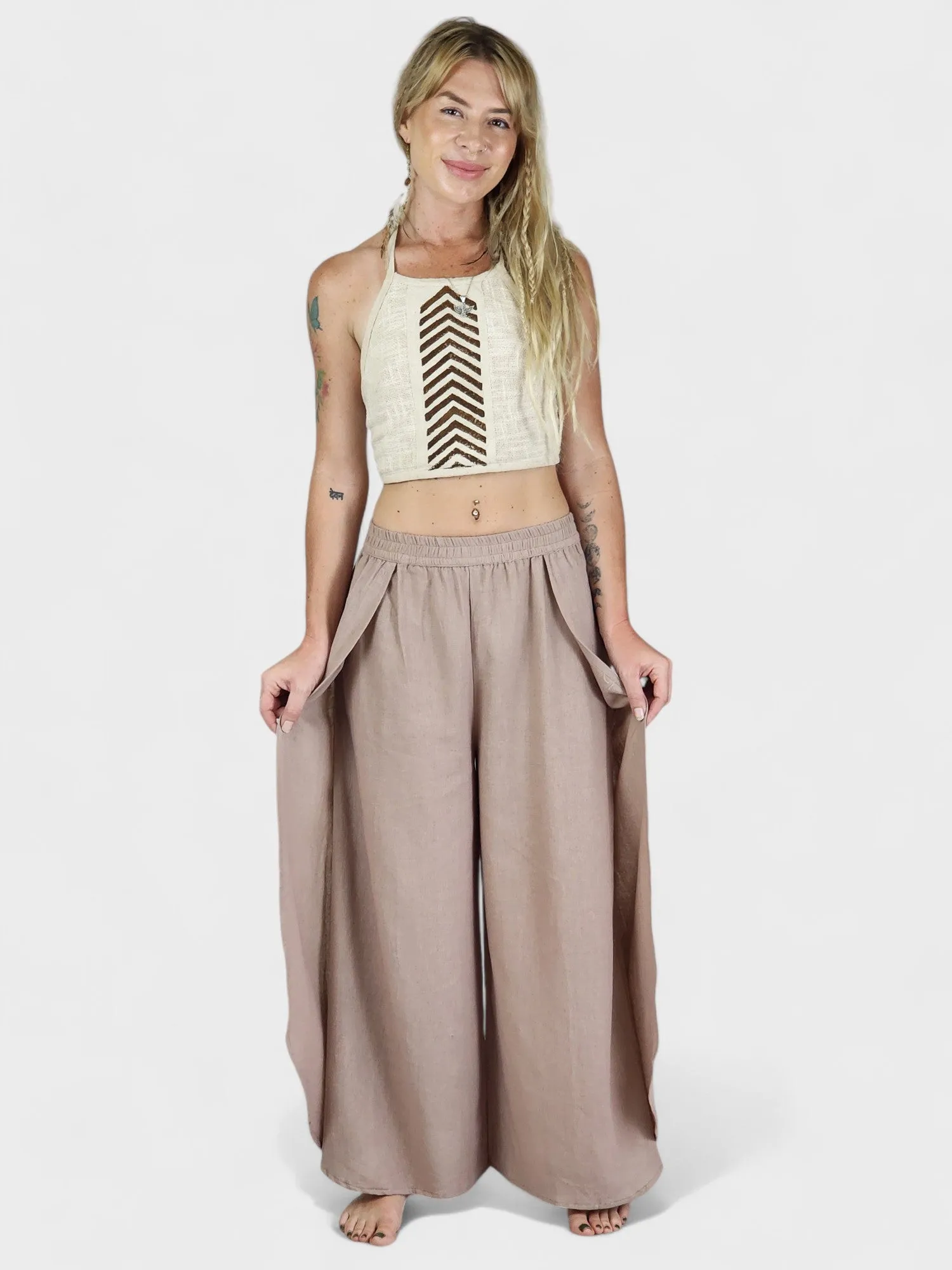 Dusty Rose Jute Fly Away Trousers