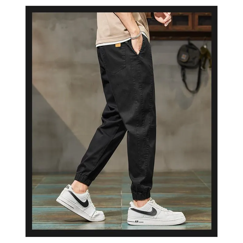 Elastic Waist Tapered Loose Fit Pants