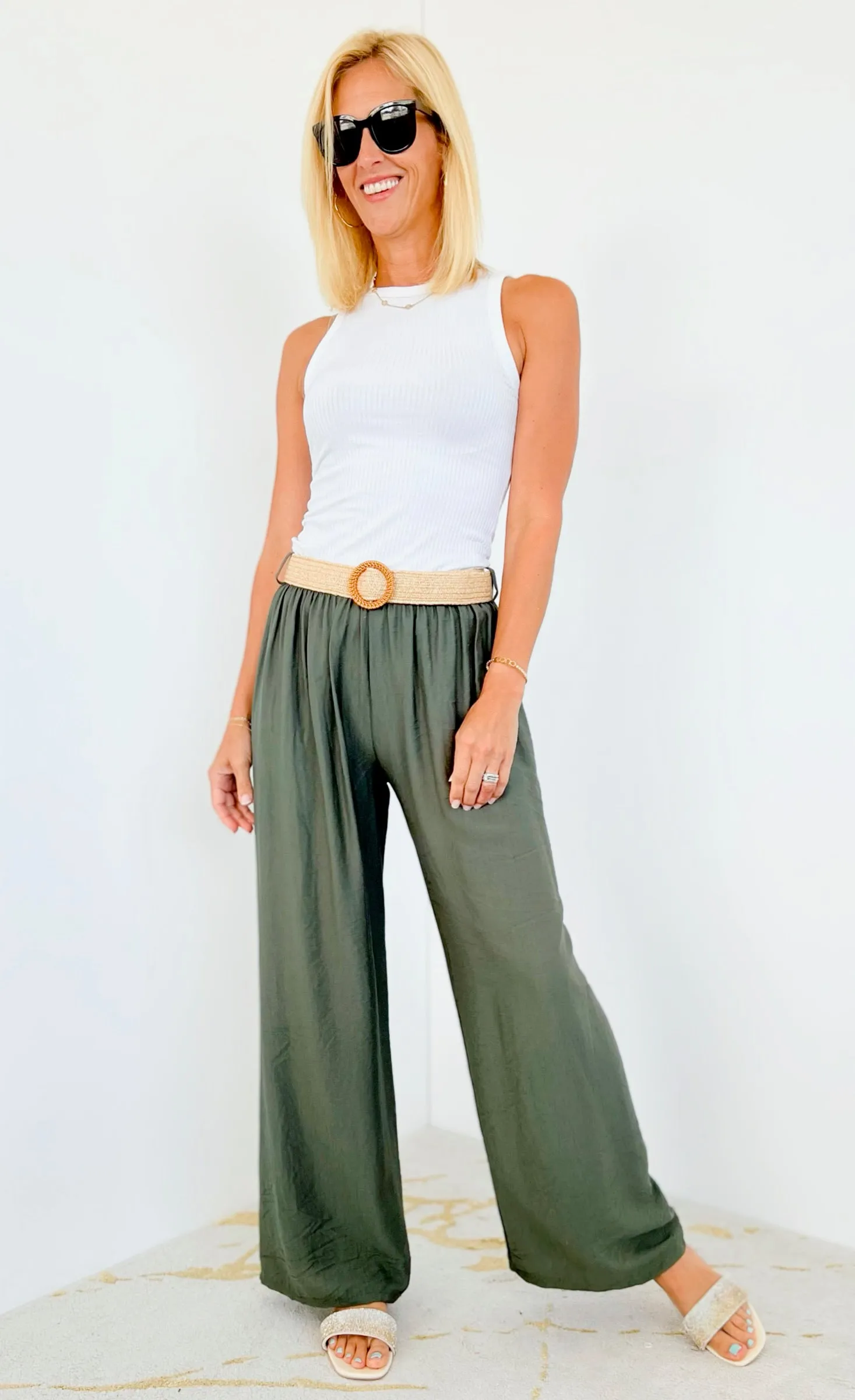 Elegant Ease Italian Pant - Olive