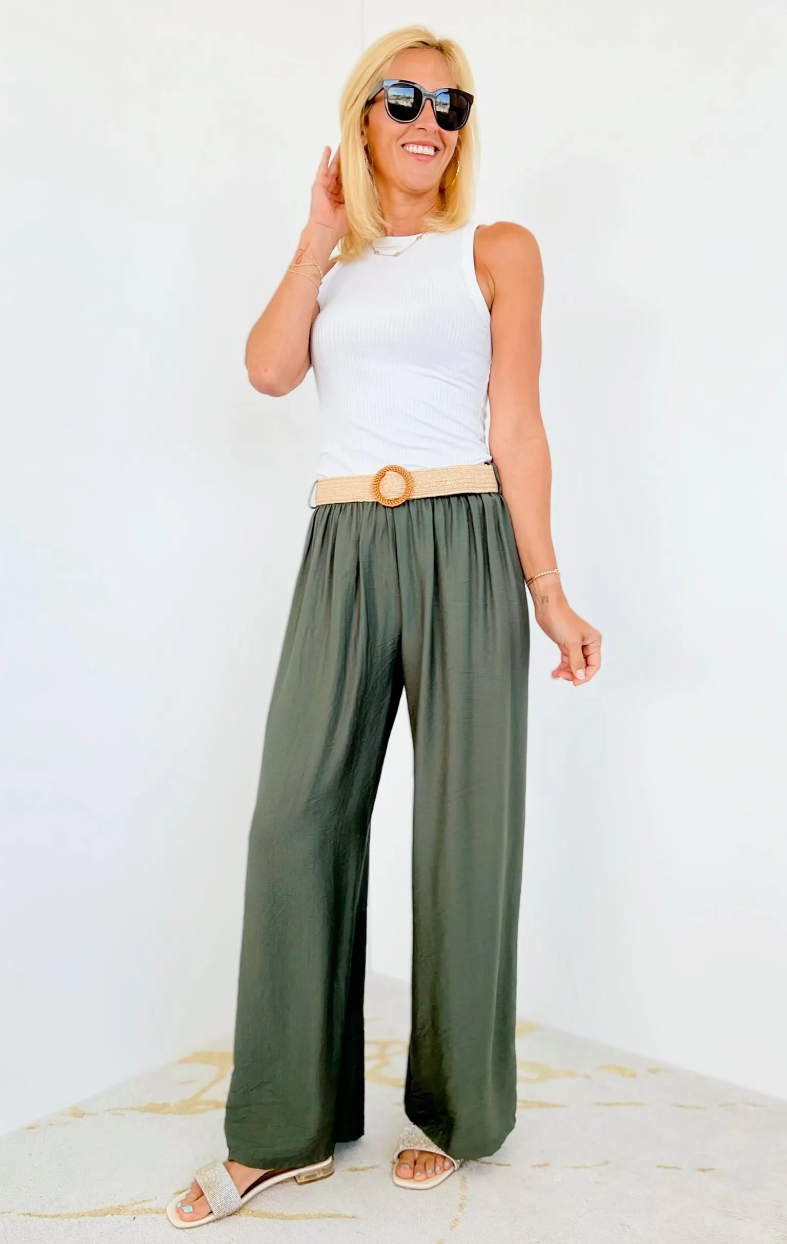 Elegant Ease Italian Pant - Olive