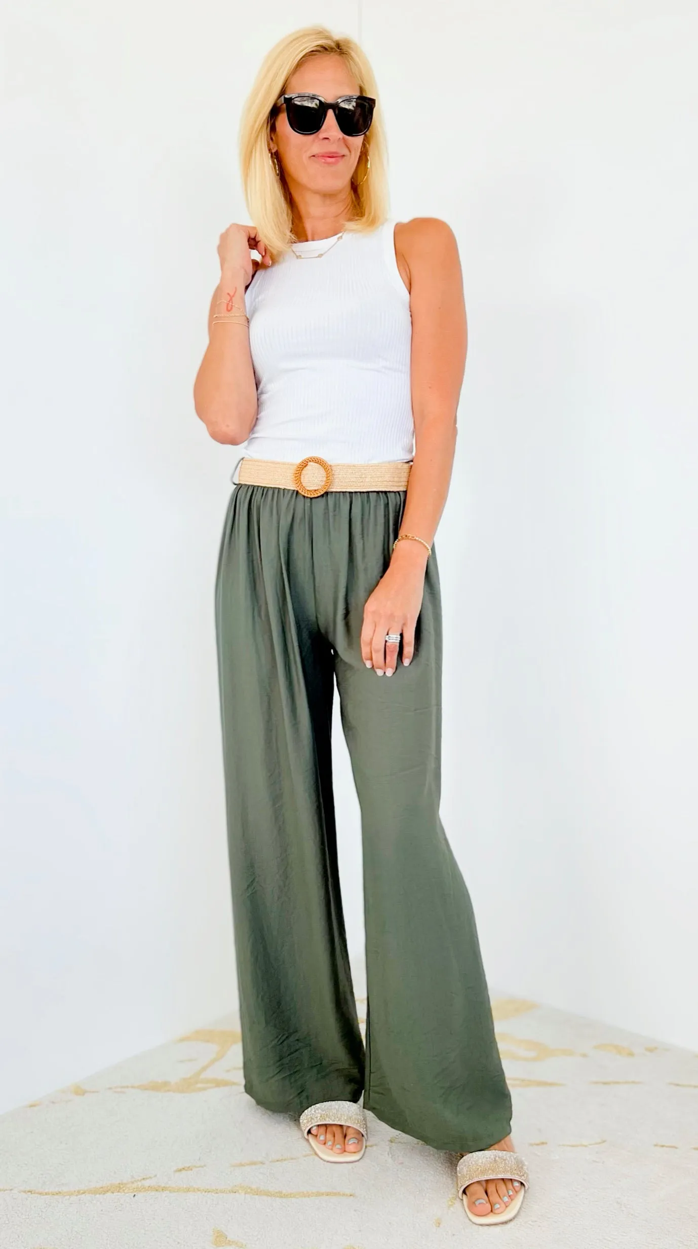 Elegant Ease Italian Pant - Olive