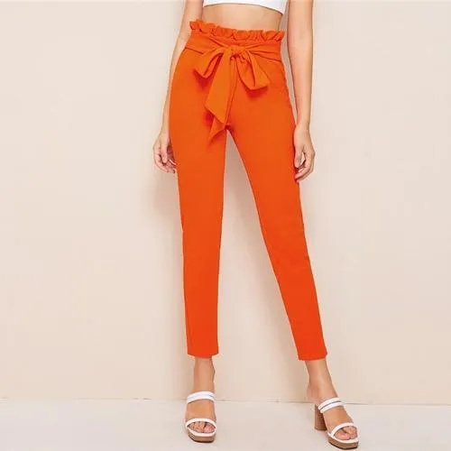 Elegant Paperbag Waist Belted Pants