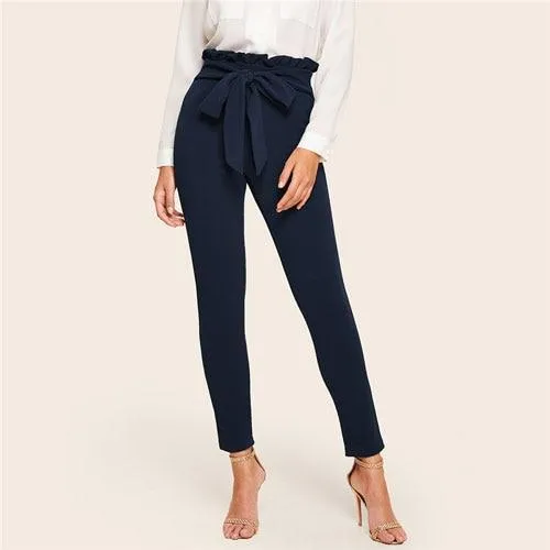 Elegant Paperbag Waist Belted Pants