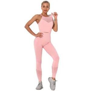 European and American Quick-Drying Yoga Vest Suit Professional Sports Running Seamless Slim Fit Fitness Pants Hollow Bra Set Female