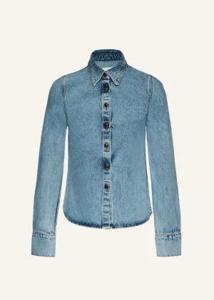 Fitted denim shirt in faded blue