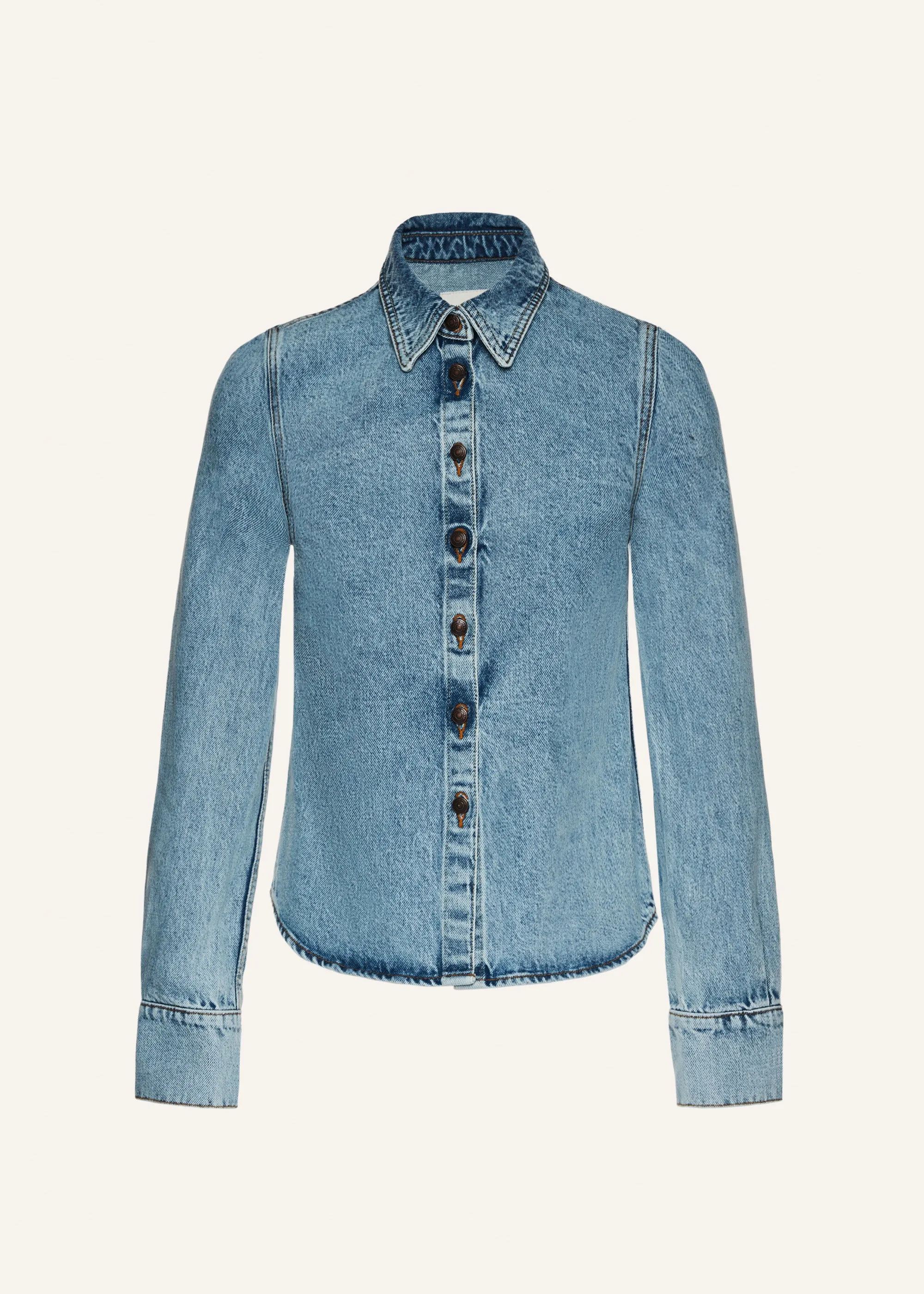 Fitted denim shirt in faded blue