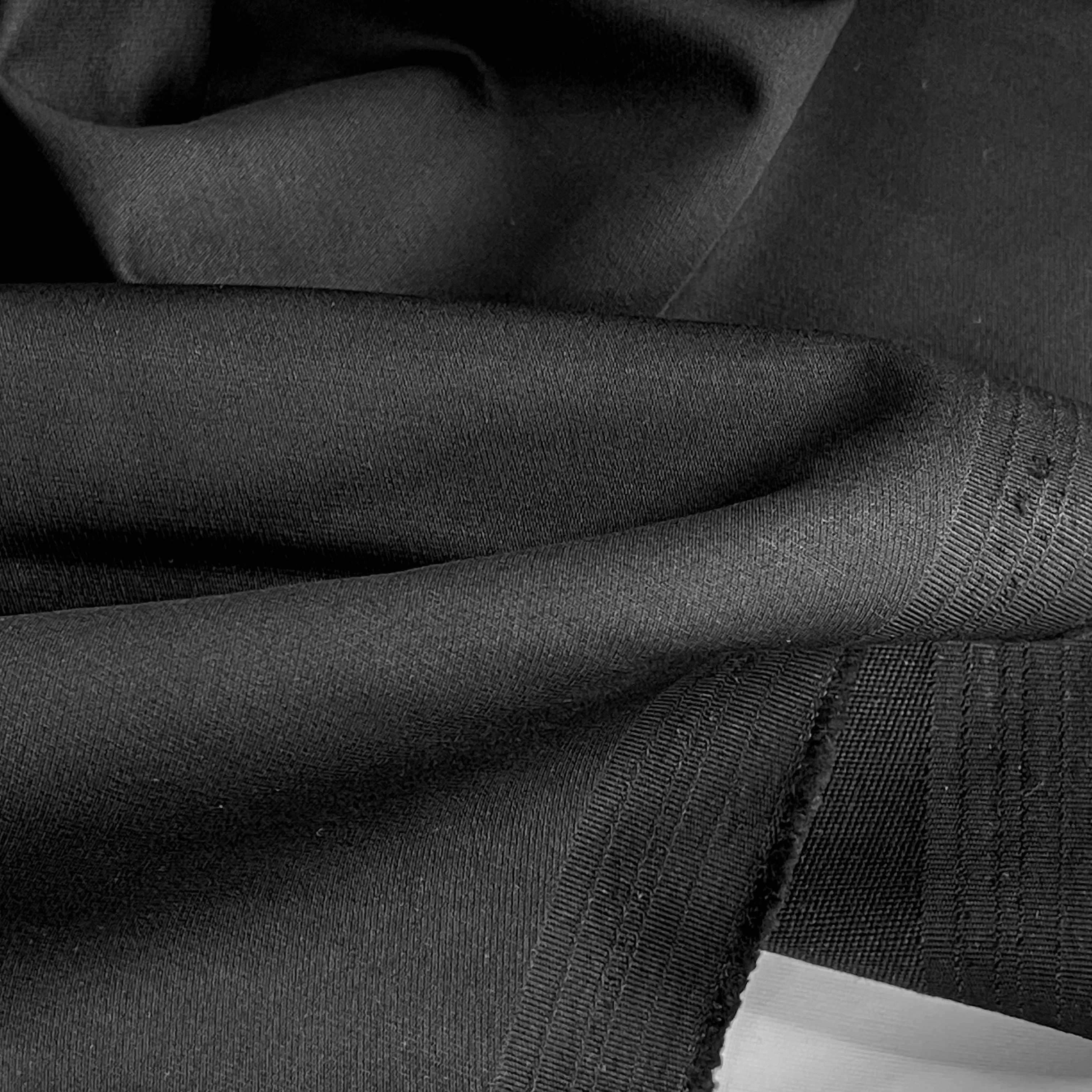 Heavy Black Smooth Touch Stretch Cotton Sateen