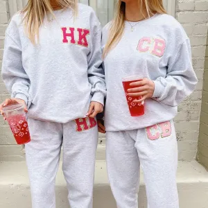 Initialed Letter Patch Sweat Set