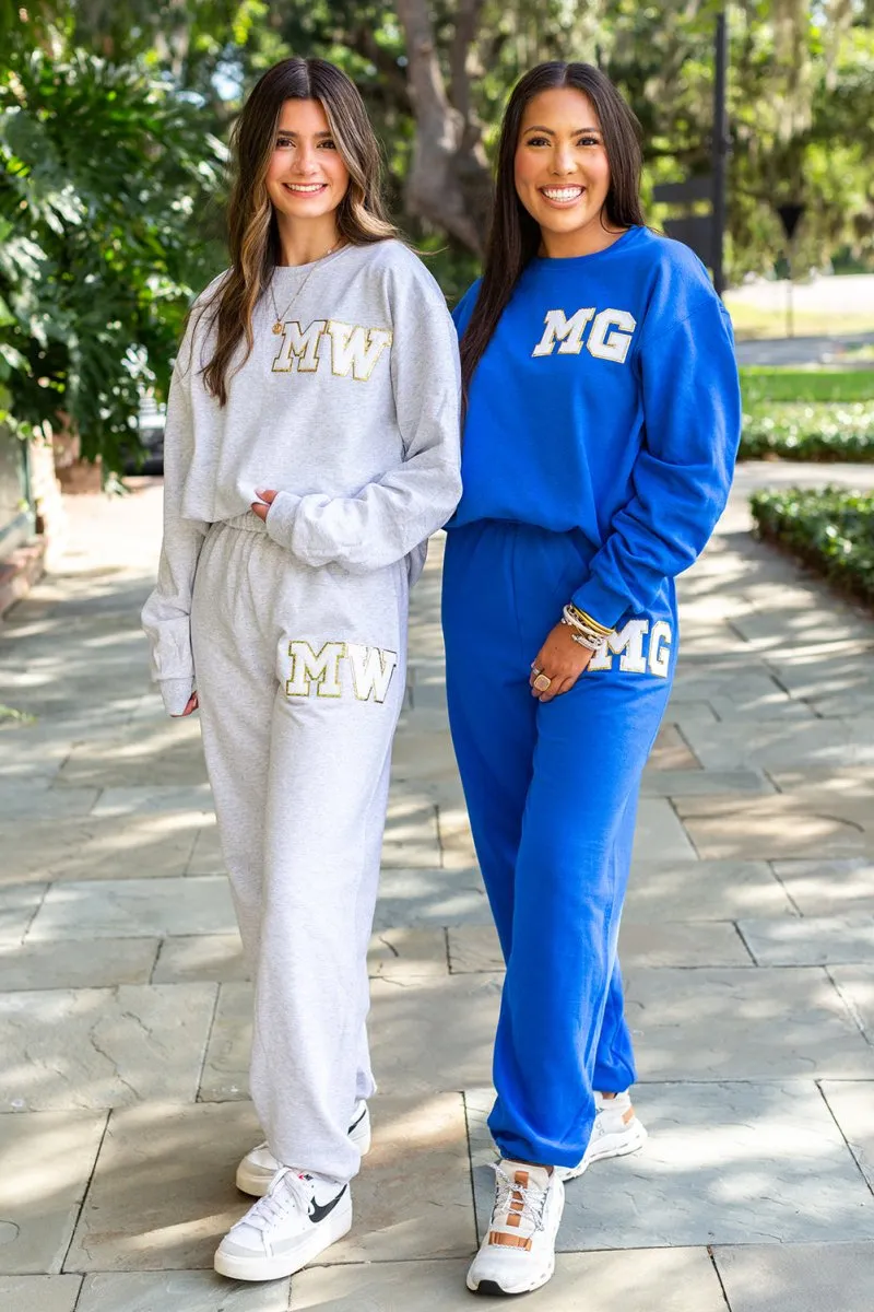 Initialed Letter Patch Sweat Set