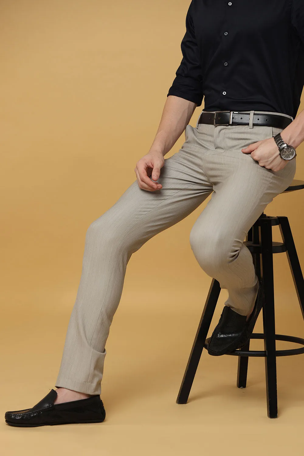 Ivyn Elegant Beige Formal Trousers for Men's