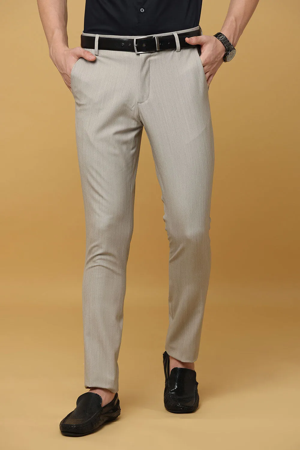 Ivyn Elegant Beige Formal Trousers for Men's