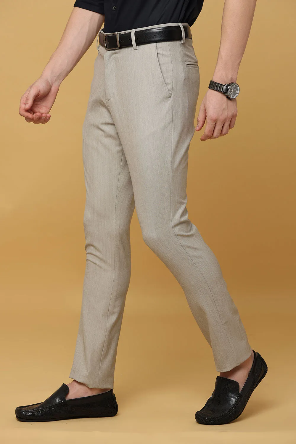 Ivyn Elegant Beige Formal Trousers for Men's