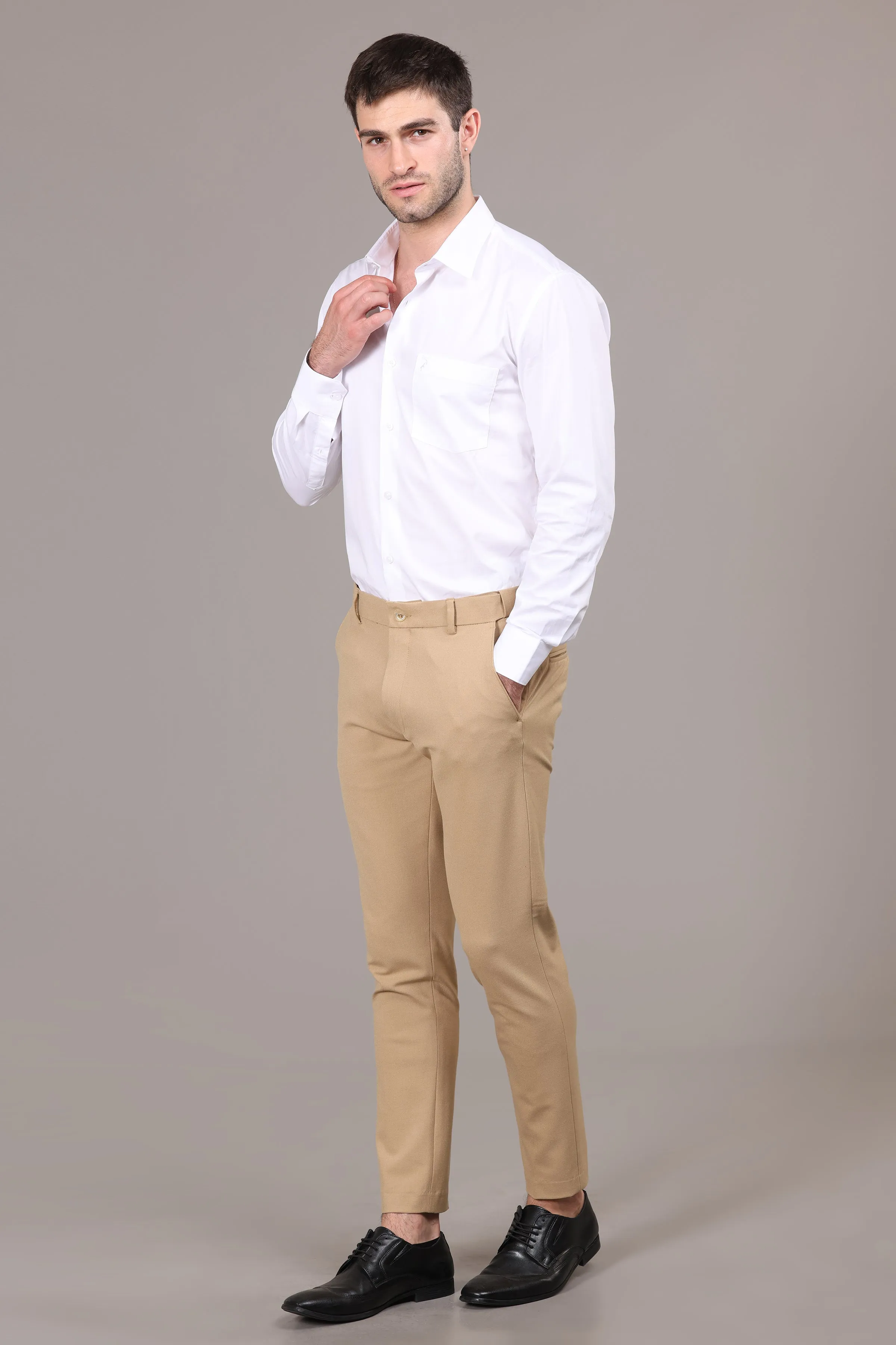 IVYN Elegant Khaki Slim Fit Trousers for Men's