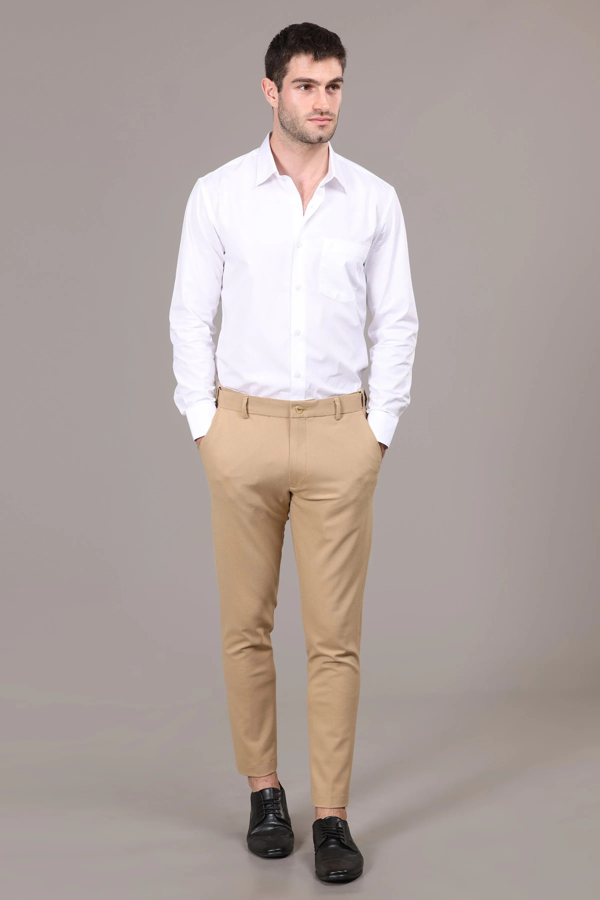 IVYN Elegant Khaki Slim Fit Trousers for Men's