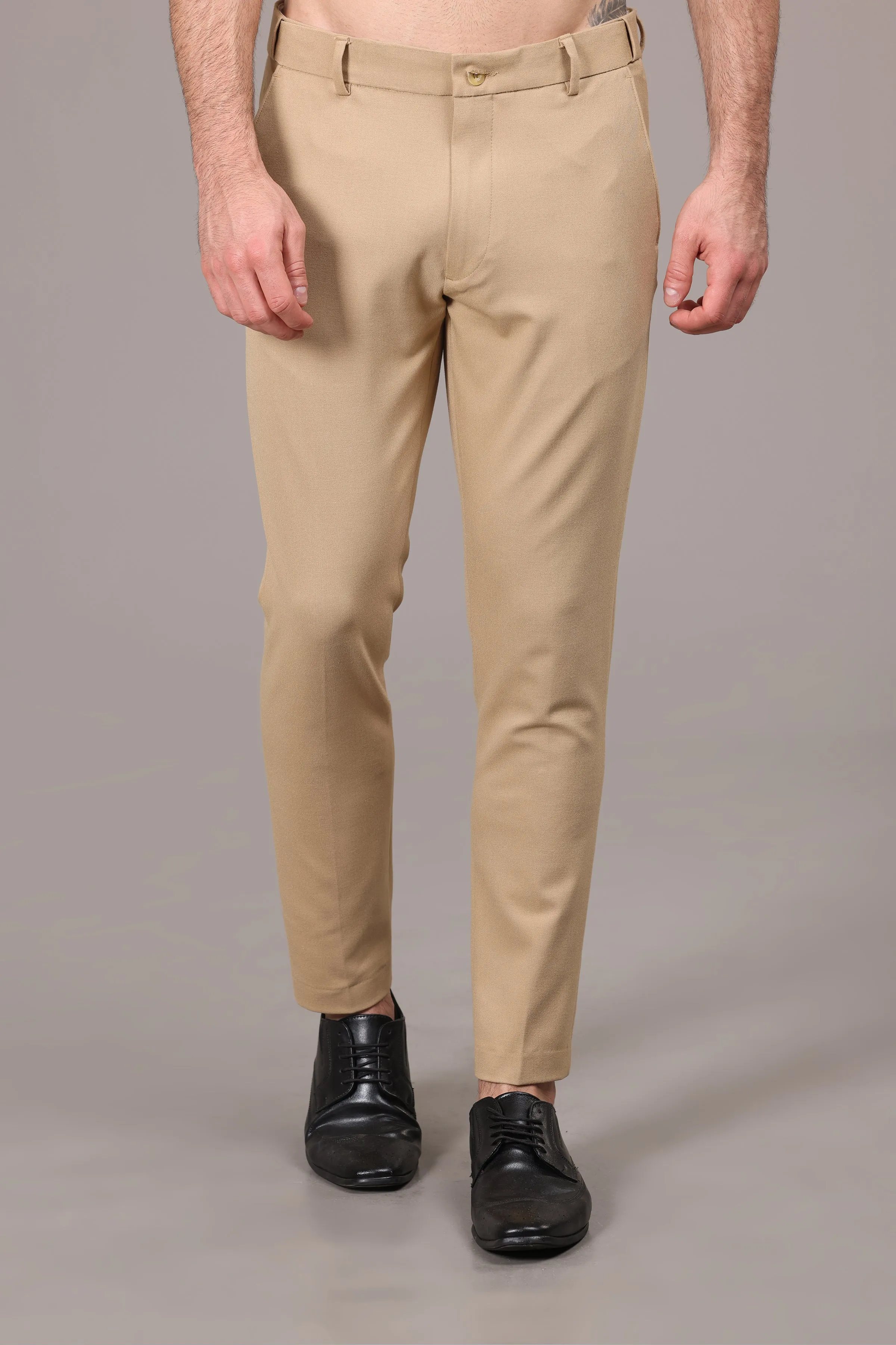 IVYN Elegant Khaki Slim Fit Trousers for Men's