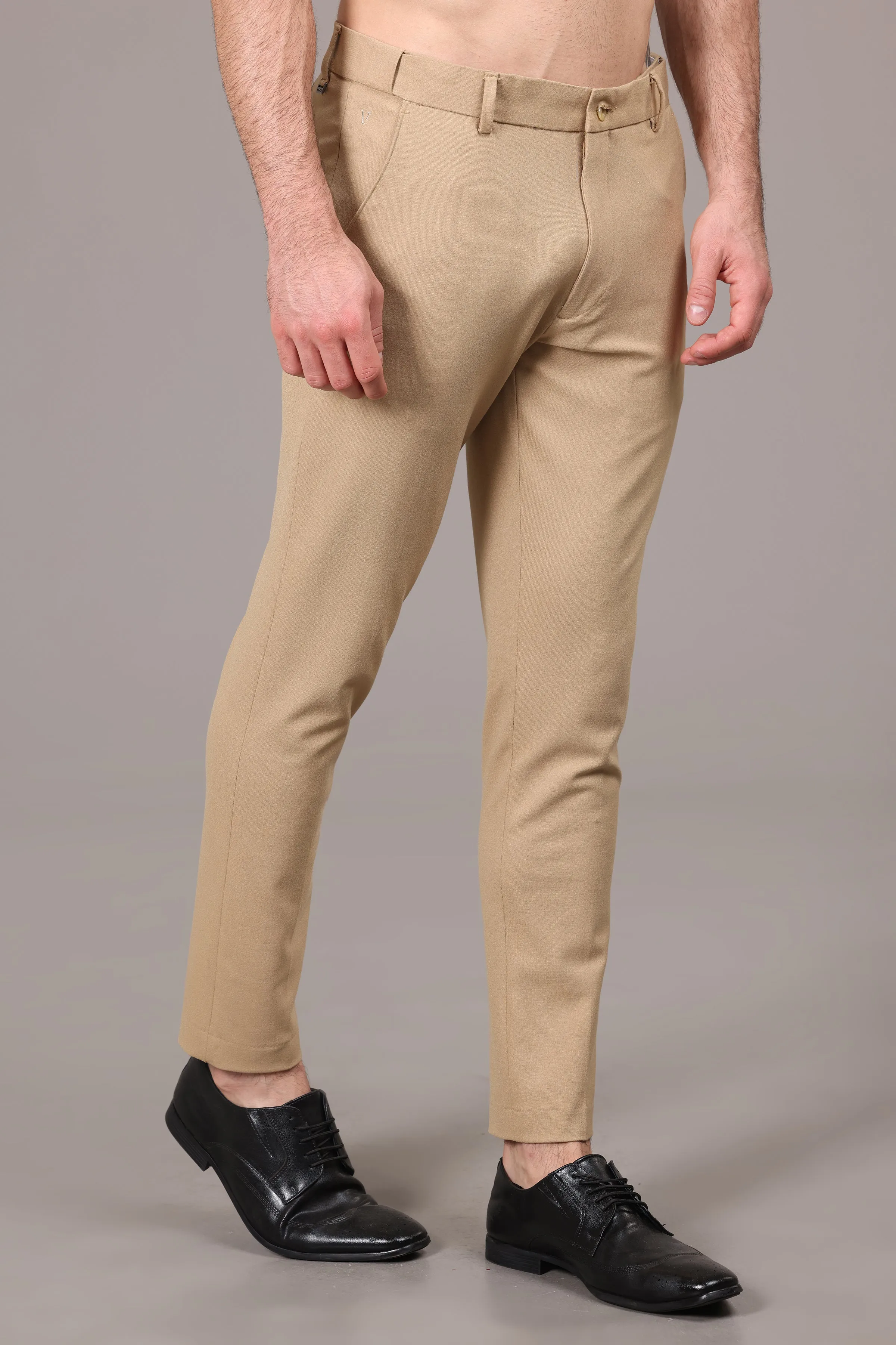 IVYN Elegant Khaki Slim Fit Trousers for Men's