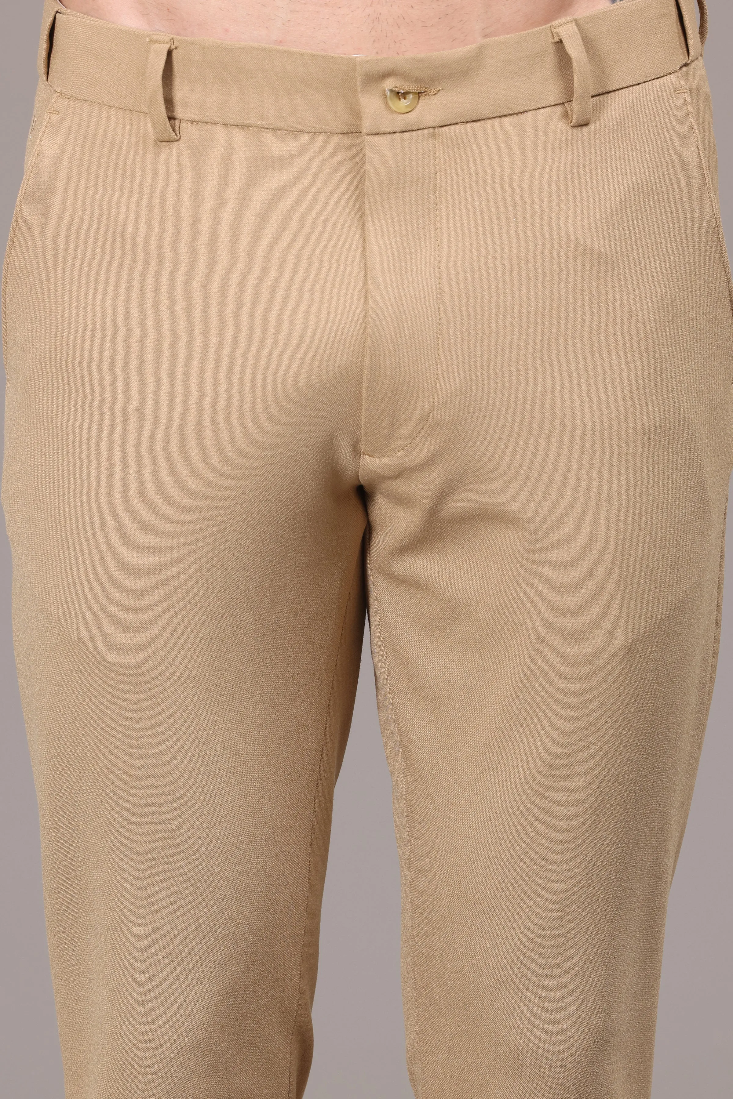 IVYN Elegant Khaki Slim Fit Trousers for Men's