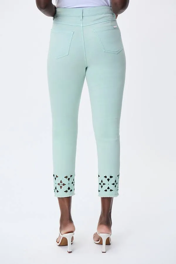 Joseph Ribkoff Cut-Out Denim Style Pants in Mint- 231960