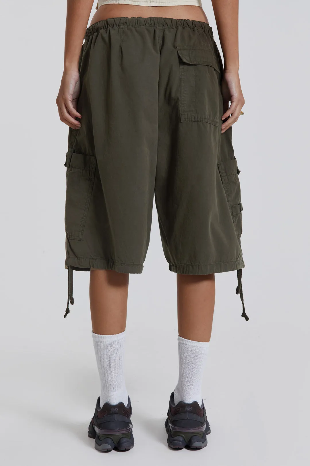 Khaki Parachute Cargo Shorts