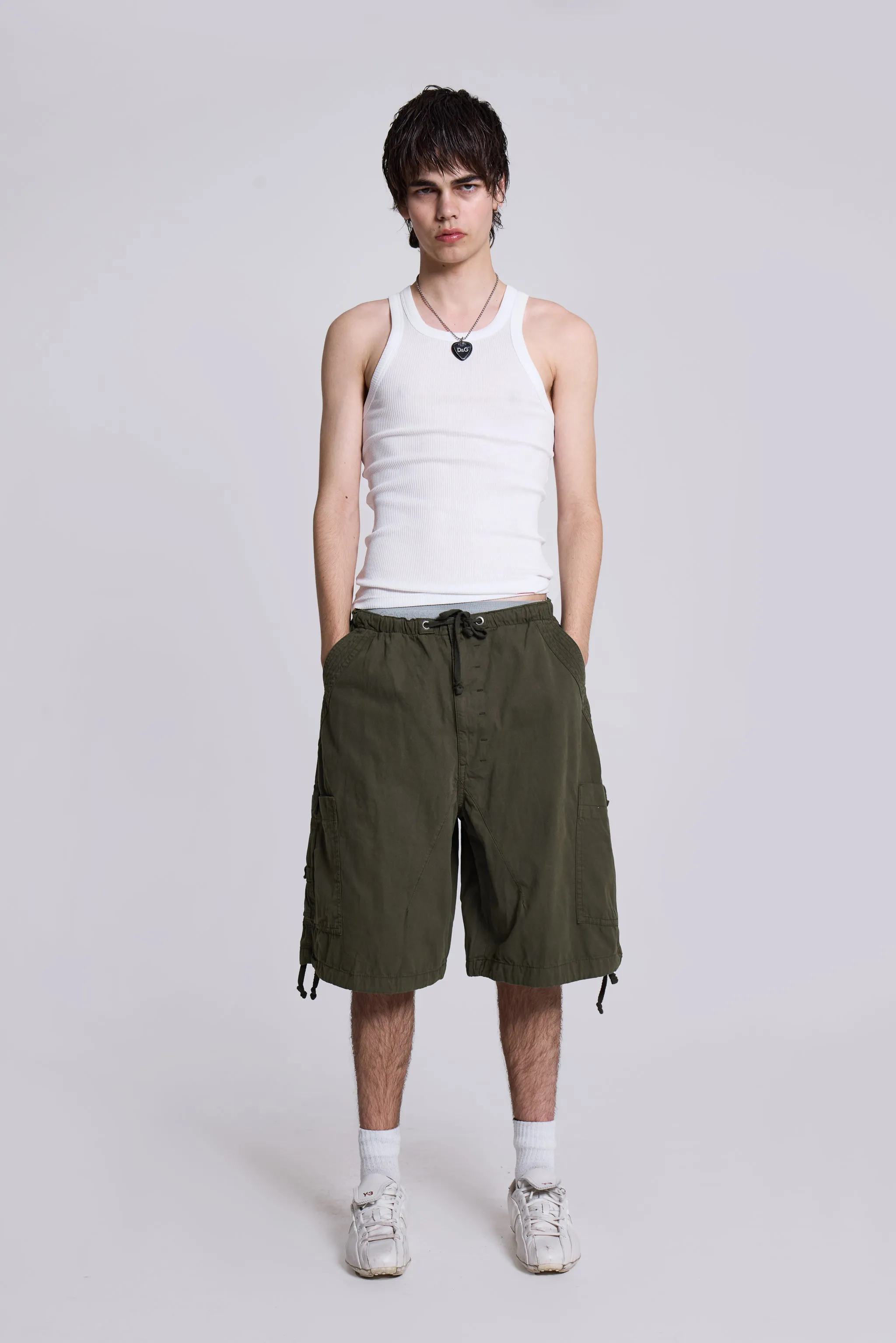 Khaki Parachute Cargo Shorts