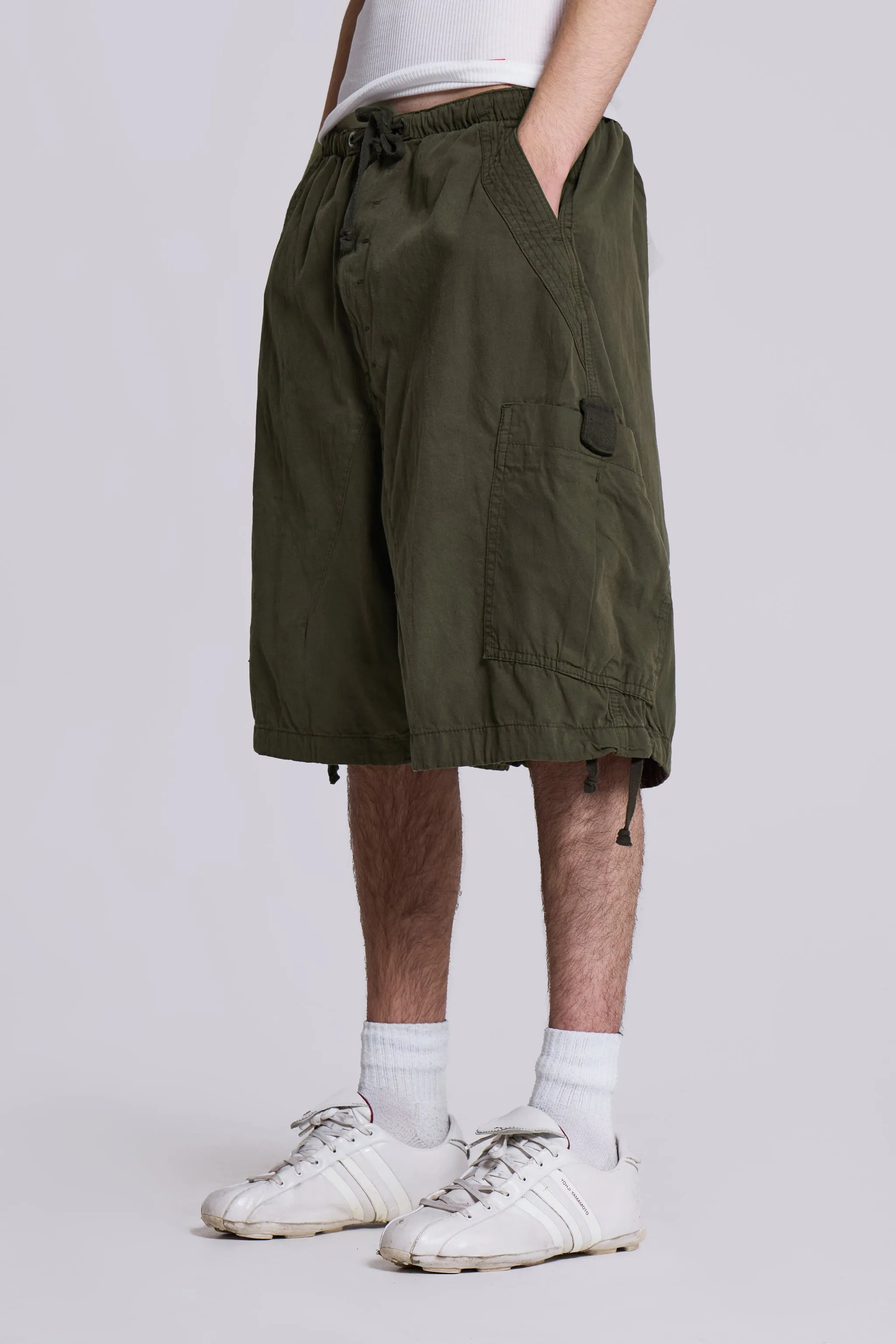 Khaki Parachute Cargo Shorts