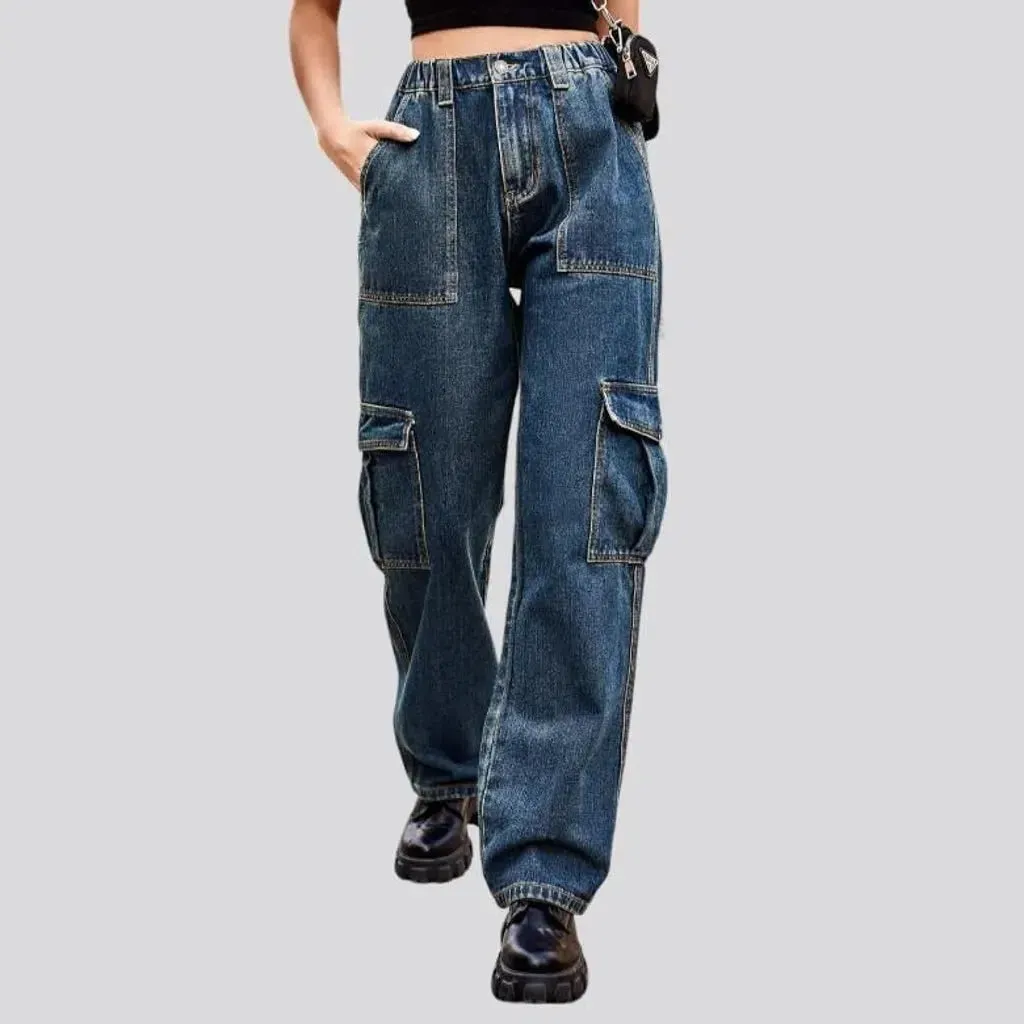 Loose straight women's denim pants