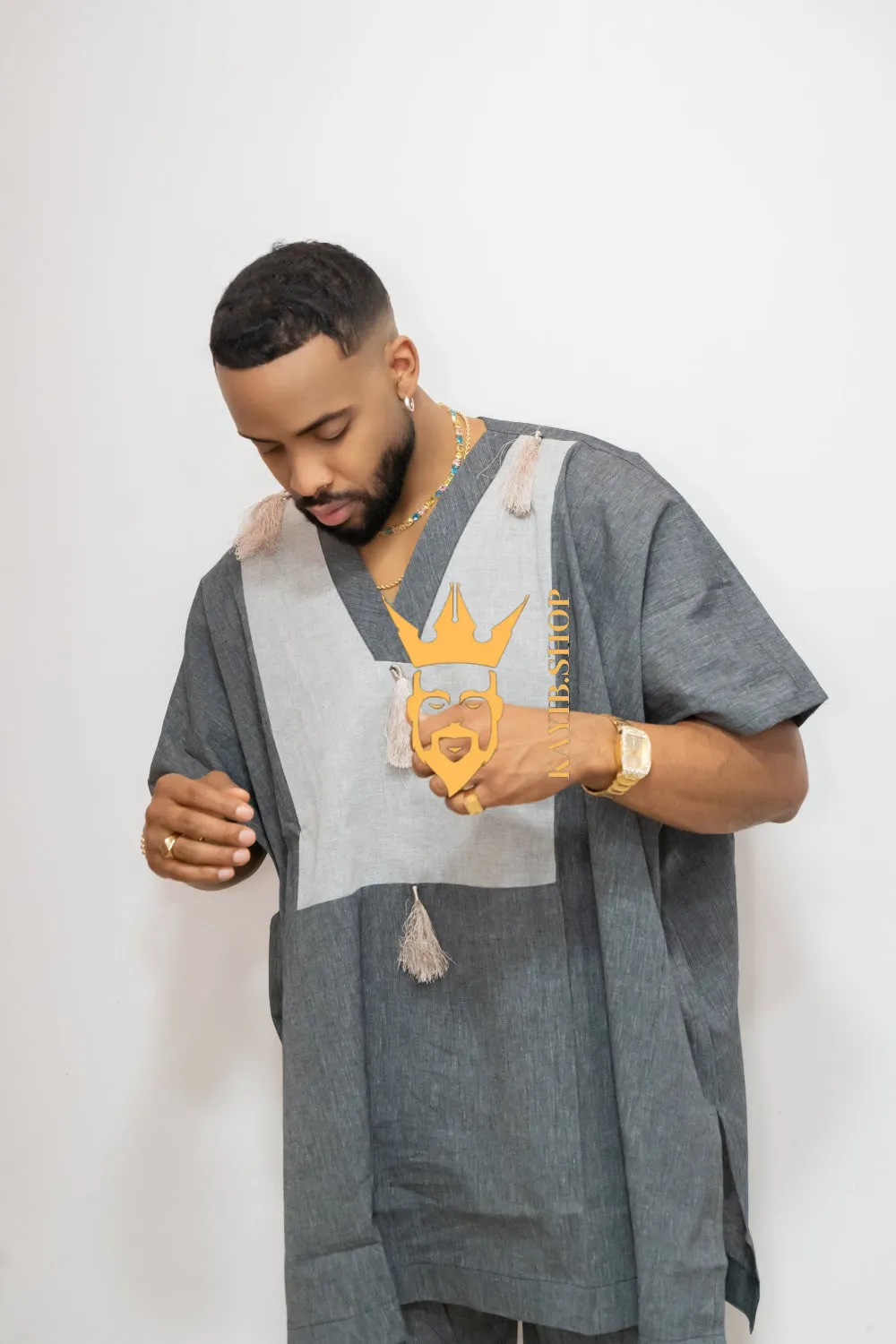 Luxury Elysian Linen: Handcrafted Kimono-Inspired Men's Top