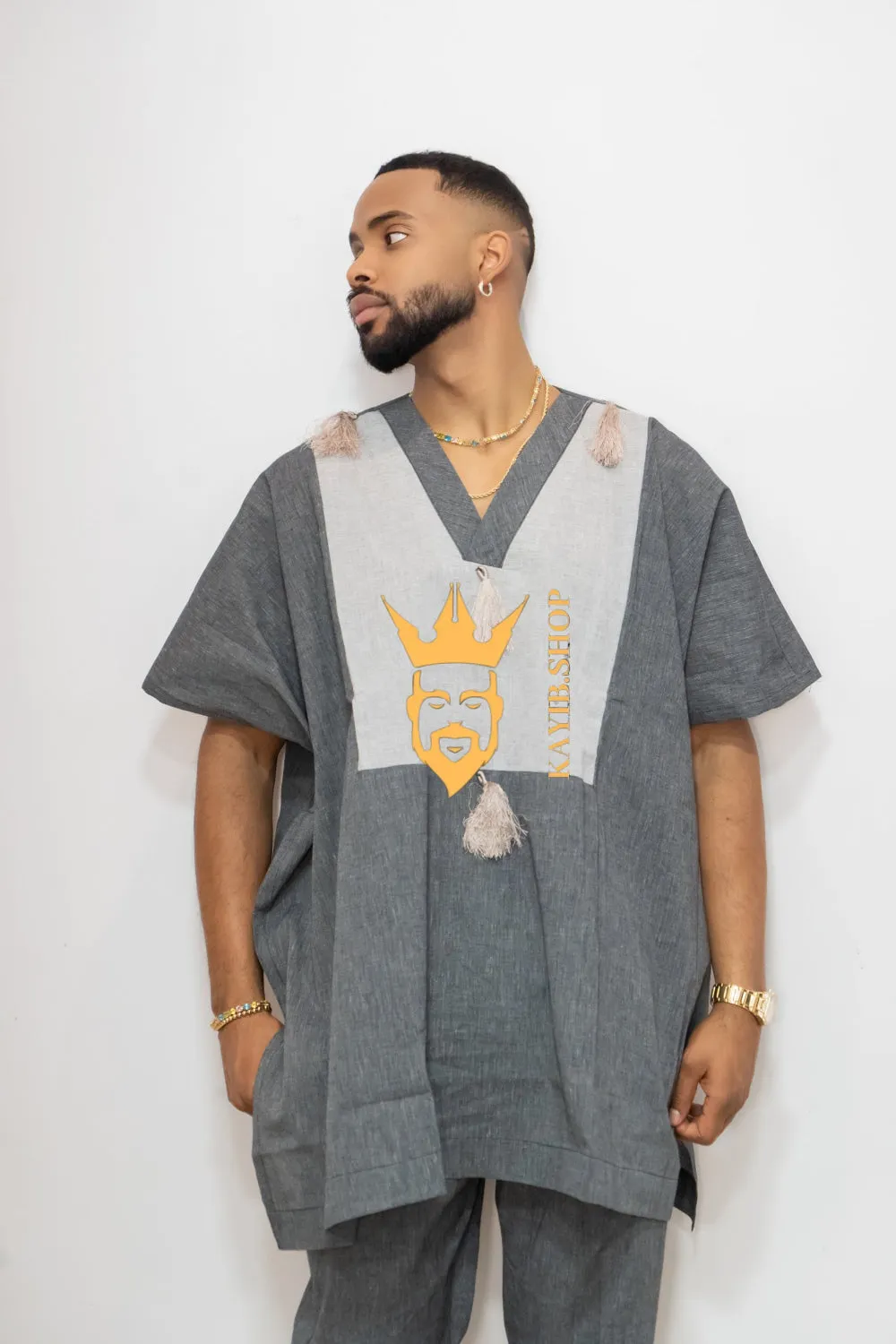 Luxury Elysian Linen: Handcrafted Kimono-Inspired Men's Top