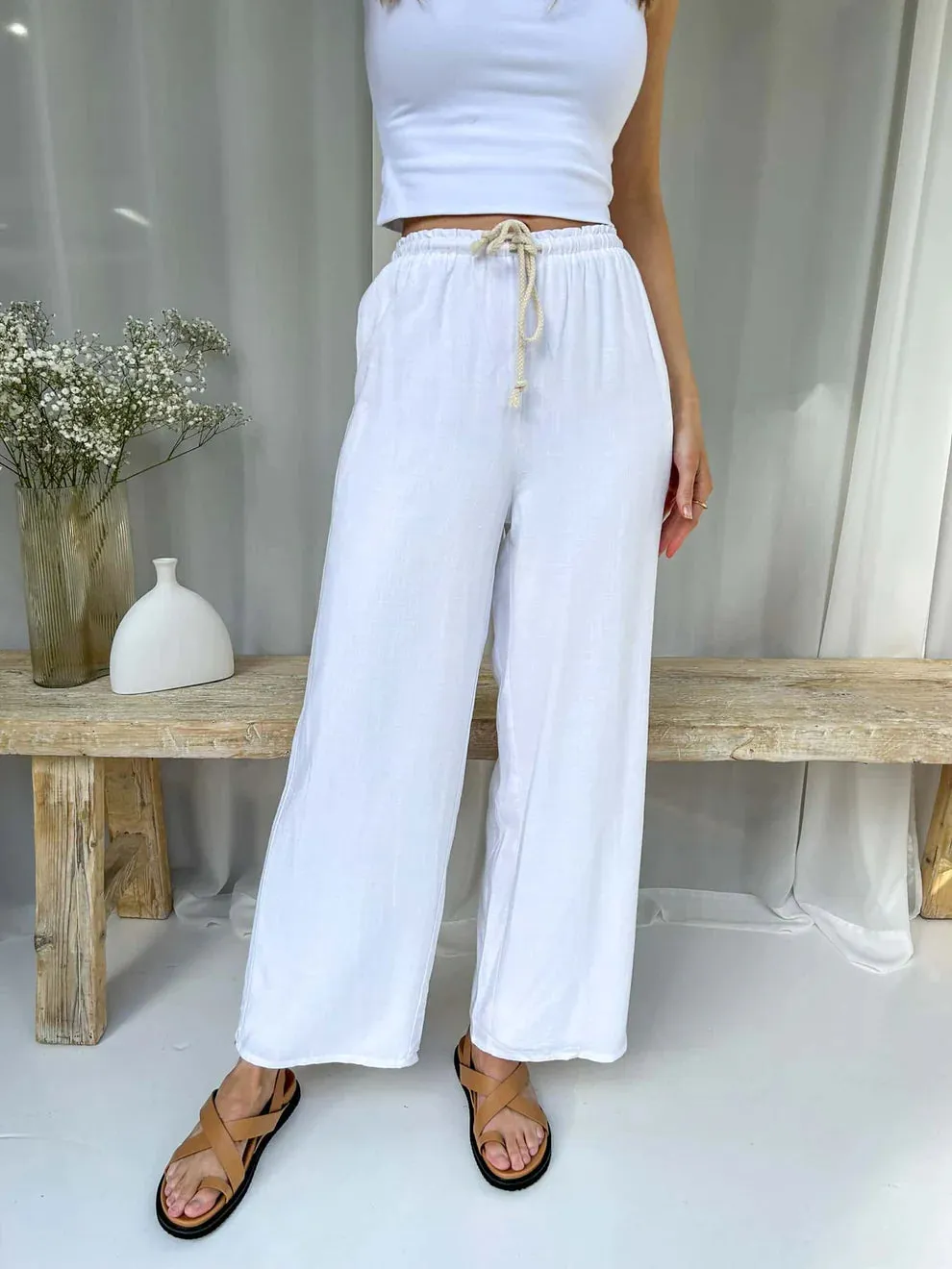 Maeve drawstring Linen Pant