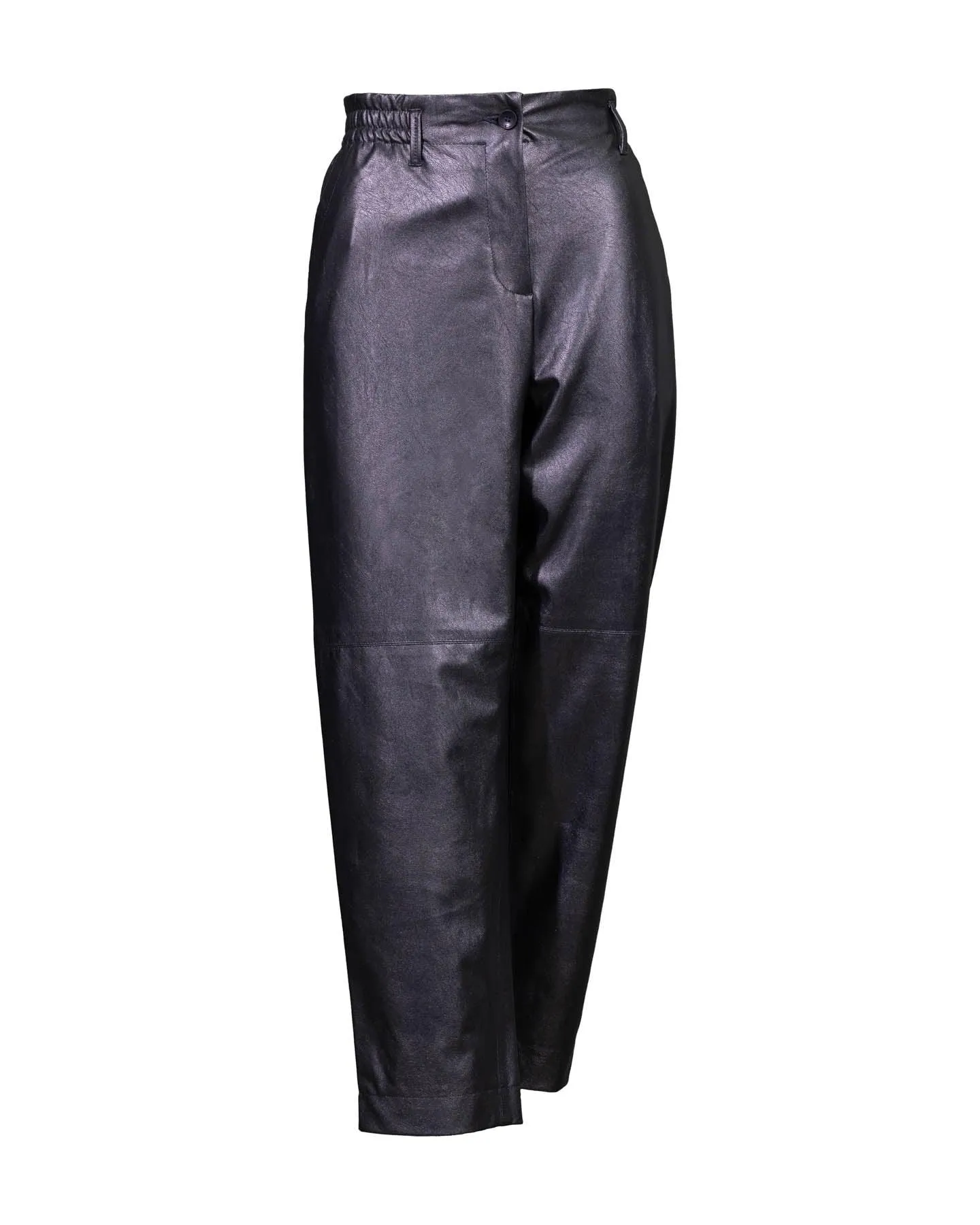 Metallic Finish Stretch  Vegan Leather Pants