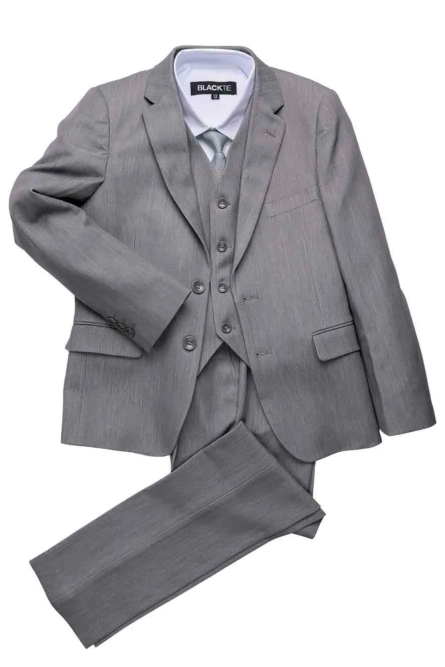 "Liam" Kids Vintage Grey Suit (5-Piece Set)