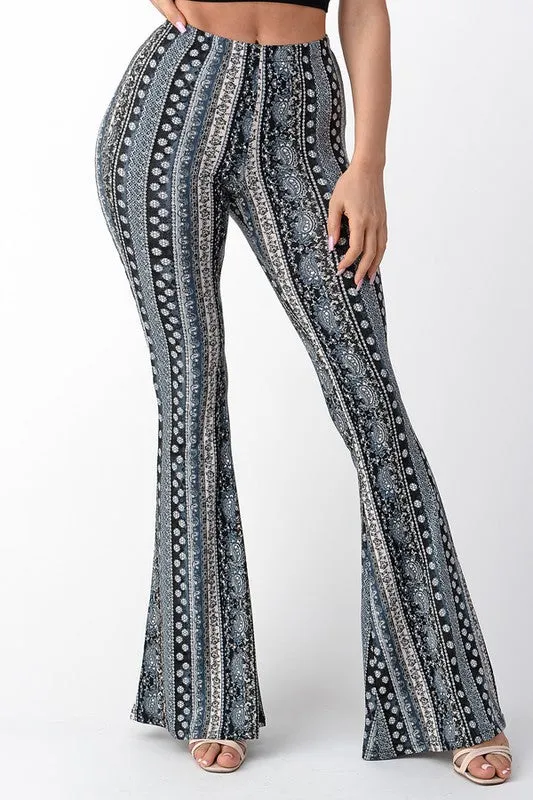 Raw Moda Blue Tear Print Bellbottom Pants