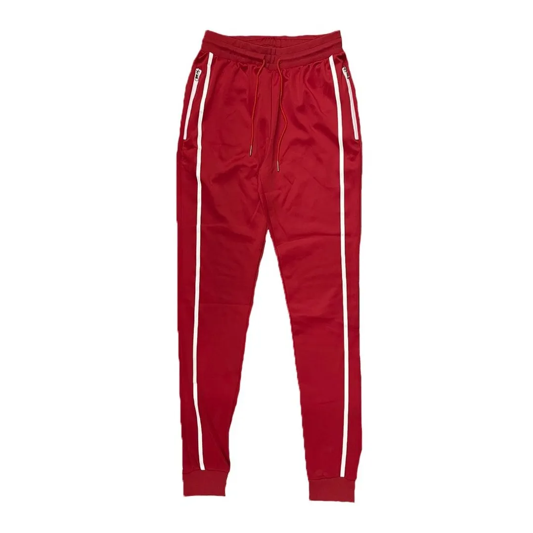 Red Solid Tape Jogger Pants