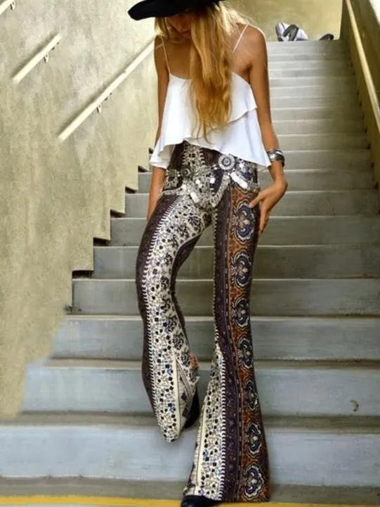 Sexy Snake Pattern Bell-bottoms Casual Pants