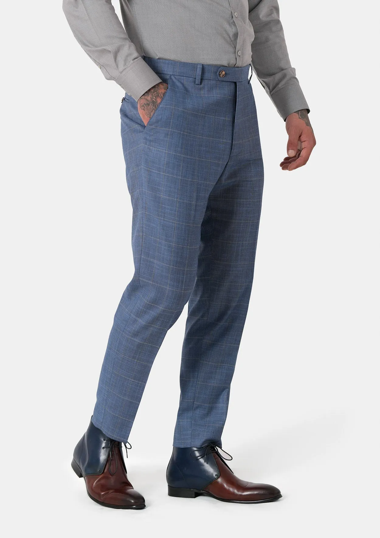 Sky Blue Windowpane Pants