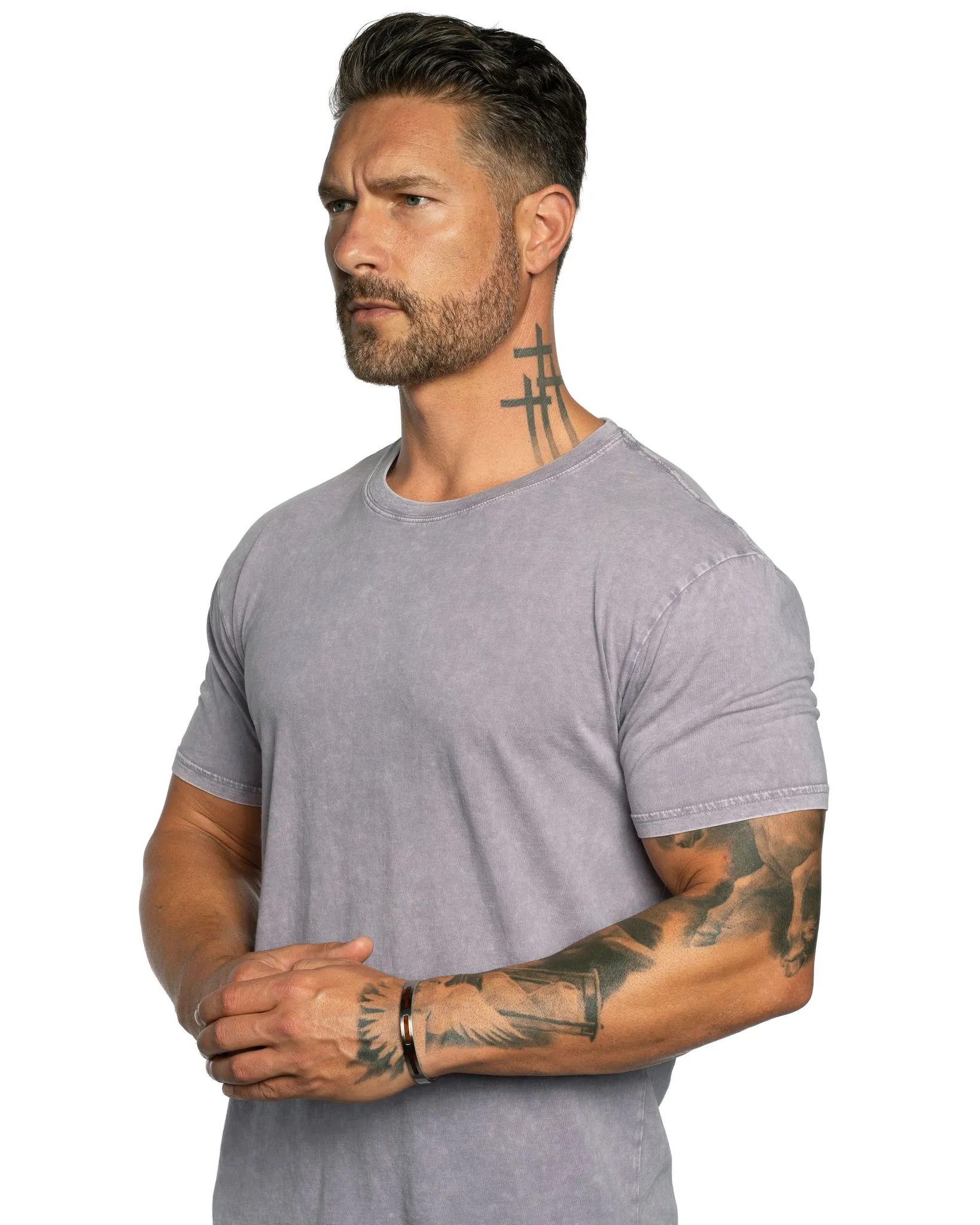 Stone Wash Relaxed Fit Crew Neck Tee